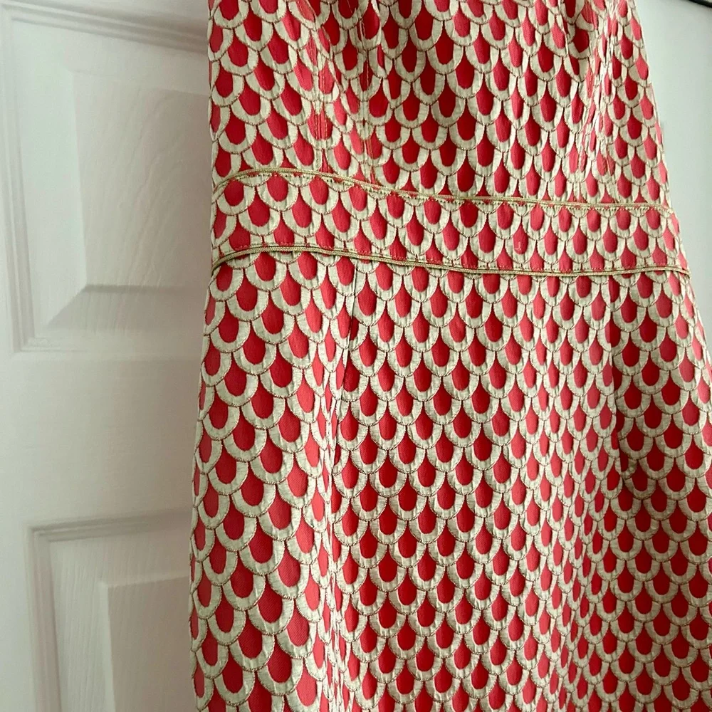 Lilly Pulitzer Adriana Island Coral/Gold Josephina Strapless Dress Size 2 - Picture 4 of 7